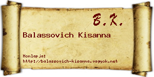 Balassovich Kisanna névjegykártya